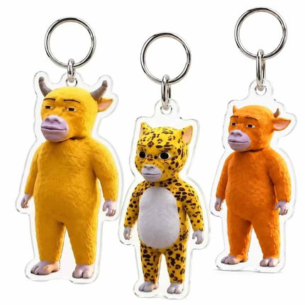 Acrylic 2D Cow Movie Bag Pendant Keychain Collectible Charm