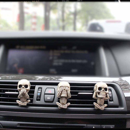 Gothic Skull Vent Clip Freshener – Refillable Resin Diffuser with Scent Pods for Auto