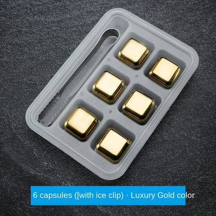 Reusable Stainless Steel Ice Cubes Chilling Rocks with Tong for Whiskey