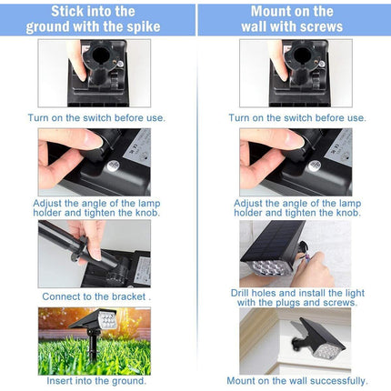 RGB 10 LEDs Solar Garden Lights Outdoor Landscape Yard Lawn Spotlight
