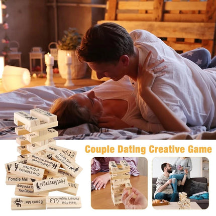 48Pcs Adult Naughty Game Wooden Tumble Tower w/ Bag Couples Date Night