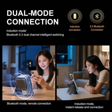 Mini 5-in-1 Wireless Induction Speaker & Phone Stand with Bluetooth