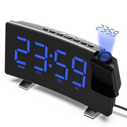 LED Digital Clock Radio Projection Alarm Curved Screen