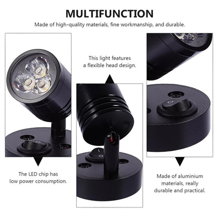 2x 12V LED Reading Spot Lights for Interior Use in Caravan, Camper, Motorhome, and Boat