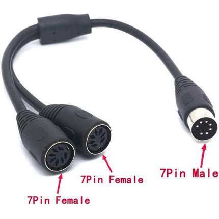 7-Pin Male to Dual 7-Pin Female DIN Y Splitter Stereo Cable