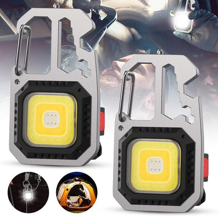 USB Rechargeable LED COB Work Light, Mini Magnetic Keychain Torch Lamp