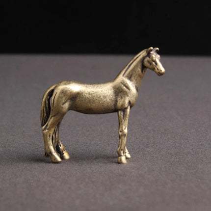 Solid Brass Horse Steed Statue Year of Horse Figurine Tea Pet Home Decor