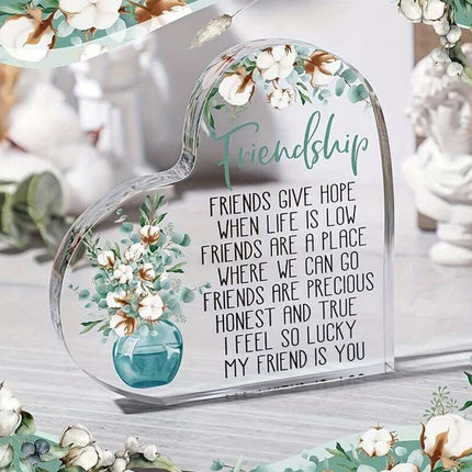 Friendship Gift Acrylic Plaque – Best Friend Birthday Thank You Present for Her