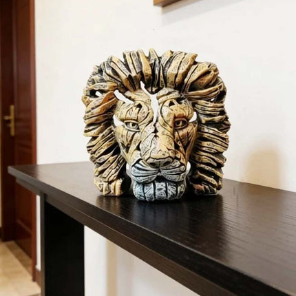 Resin Lion Head Sculpture, Modern Home Decor Ornament, Animal Table Display Gift