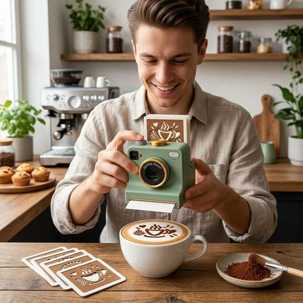 3D Printed Latte Art Camera Coffee Powder Printer with Stencil Cards