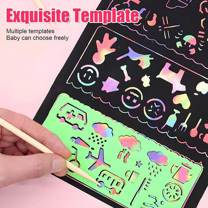 2X Magic Rainbow Scratch Art Doodle Book with Stylus & Stencils