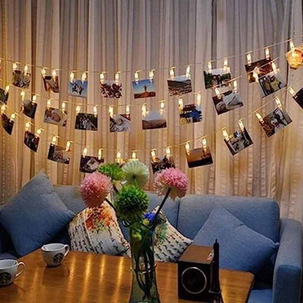 Battery LED Photo Clip String Lights 40 Clips 6m for Picture Hangers