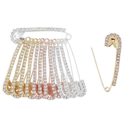 12Pcs Crystal Rhinestone Modesty Pins, Bling Brooch Pin for Clothes & Décor