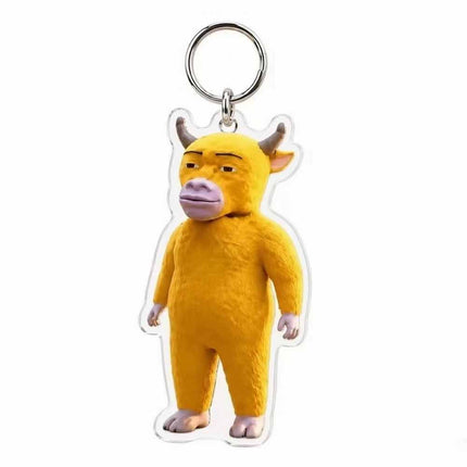 Acrylic 2D Cow Movie Bag Pendant Keychain Collectible Charm