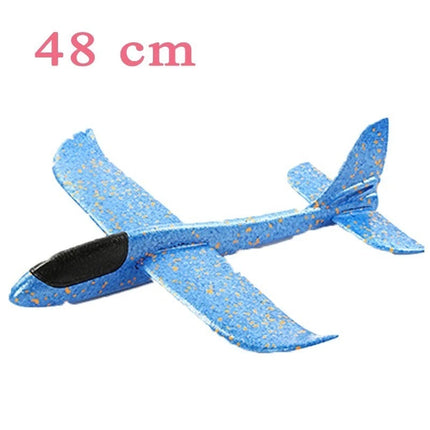 48CM Foam Glider Stunt Plane w/ Head Light, Hand Throw Outdoor Toy for Kids