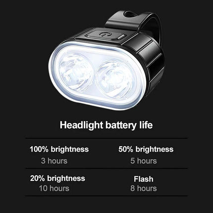 2PCS Super Bright Bike Light Set Front & Rear Waterproof LED Torch