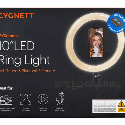 10" Ring Light with Desktop Tripod & Bluetooth Remote for Vlogging/Photography