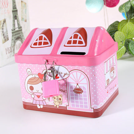 Boys Girls House Shape Metal Coin Bank for Kids Saving Money Unicorn