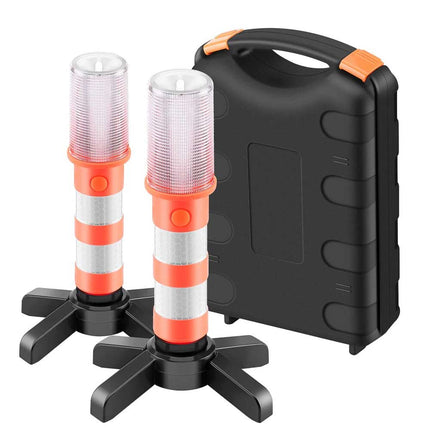 2 Pack LED Road Flares, Magnetic Base Emergency Warning Beacon Strobe Lights for Roadside & Accidents