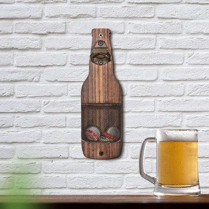 Wall-Mounted Bottle Opener with Cap Catcher for Kitchen & Bar Use