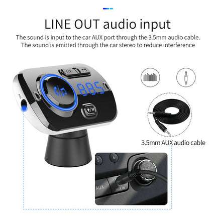 3-in-1 Bluetooth FM Transmitter for Car: Wireless Hands-Free Calling, Fast QC3.0 USB Charger, MP3 Player & FM Radio Tuner