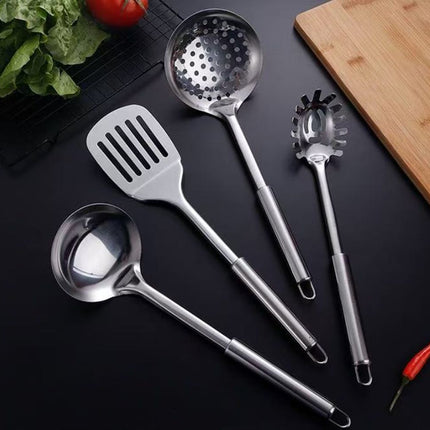 10Pcs Stainless Steel Cookware Set: Utensils & Serving Spoons