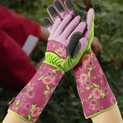 Women’s Thorn Proof Leather Gauntlet Gloves - Long Sleeve Garden