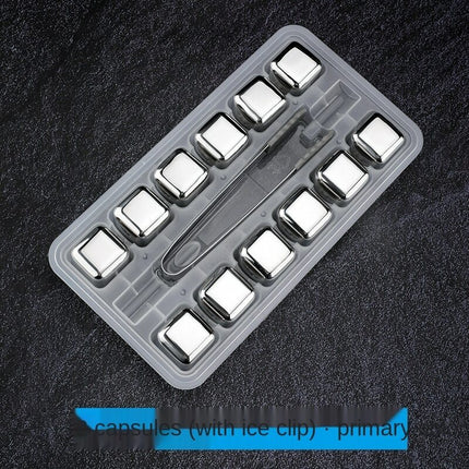 Reusable Stainless Steel Ice Cubes Chilling Rocks with Tong for Whiskey