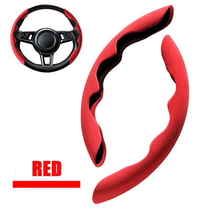 Fluffy Plush Red Steering Wheel Cover, Universal Anti-Slip & Warm Grip for Comfortable Driving