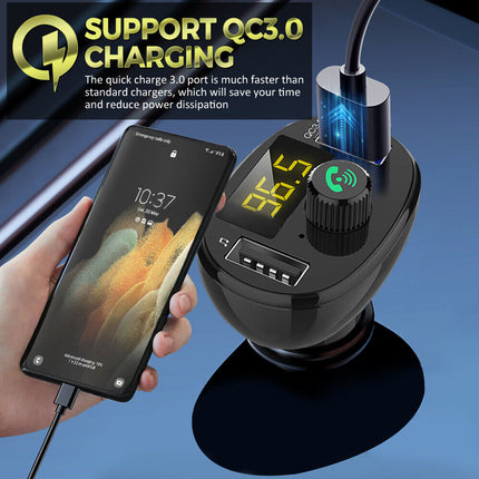 Bluetooth 5.0 FM Transmitter for Car | Wireless Radio Adapter & Dual USB Charger