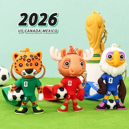 4 Pcs 2026 World Cup Mascot Pendant Football Keychain Set