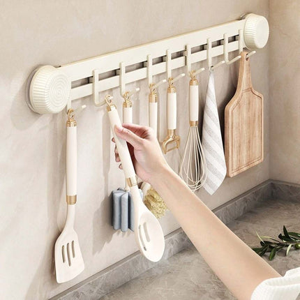 9 Hooks Wall Mounted Suction Hook for Bathroom, Coat, Kitchen Utensil Rack