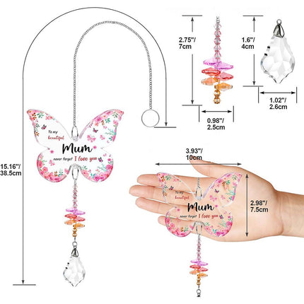Unique Butterfly Crystal Suncatcher Gift for Mom from Daughter Son