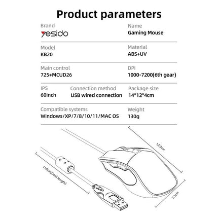 Wired RGB Gaming Mouse | 7200 DPI, 6 Programmable Buttons, Optical Sensor for PC/Laptop