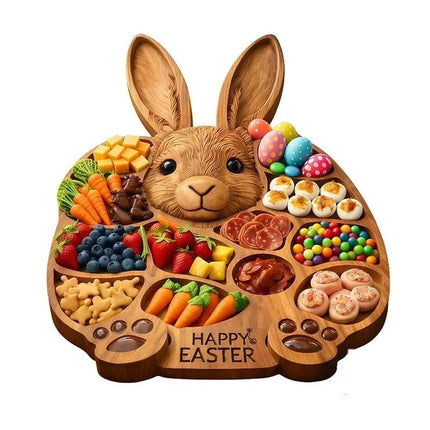 Wooden Cold Dish Platter for Easter – 14"x14" Serving Board, Great Gift, Easy Clean Kitchen Accessory