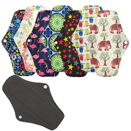 7Pcs Reusable Washable Bamboo Cloth Eco Sanitary Towels Period Pads