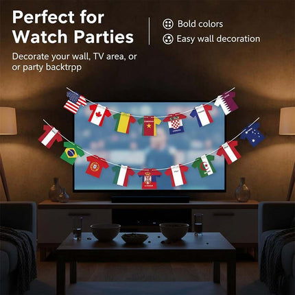 2026 World Cup Football Bunting Banner 49pcs Jersey Shape Flags