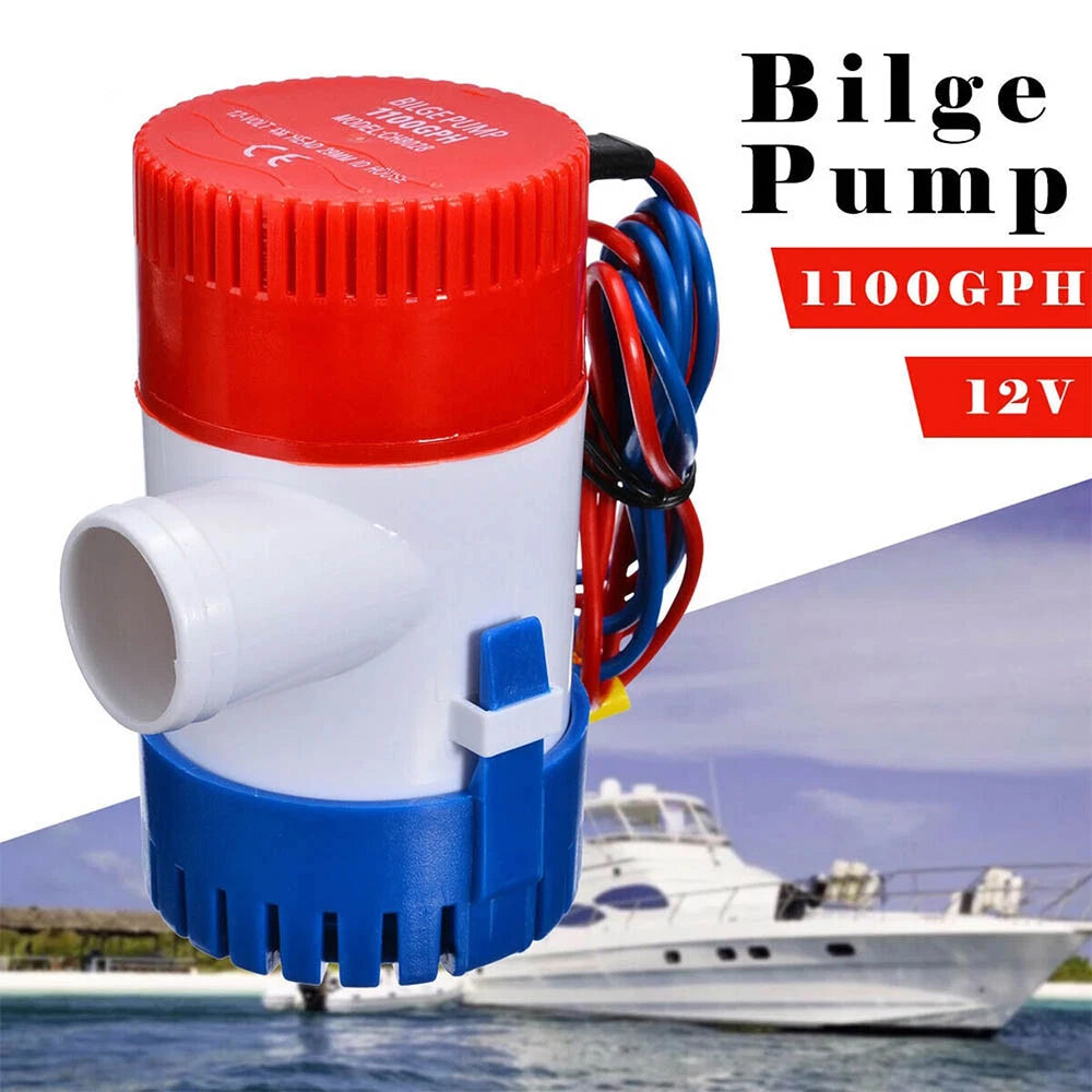1100GPH 12V Automatic Bilge Pump - Submersible Marine Boat Water Pump for Yacht, Bass Boat, Sailboat