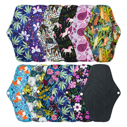 7Pcs Reusable Washable Bamboo Cloth Eco Sanitary Towels Period Pads