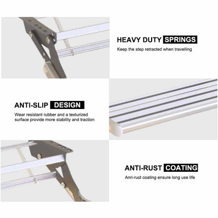 Retractable Aluminum RV Step with Integrated LED Light - Pull-Out Folding Design for Caravans, Campers & Trailers