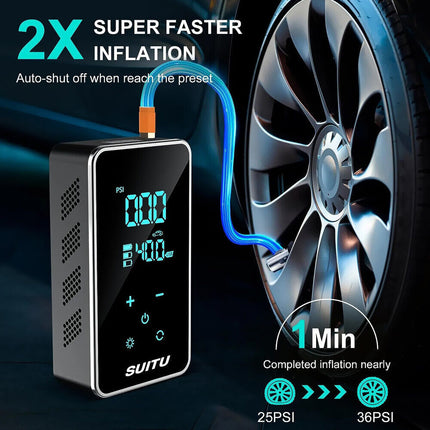 Wireless Car Tire Air Compressor – Portable Electric Pump w/ Auto Stop, LCD & Preset PSI