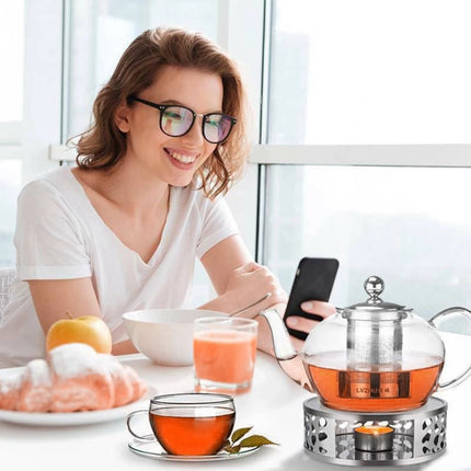Stainless Steel Teapot Base Round Candle Warmer for Home Tea Coffee Milk