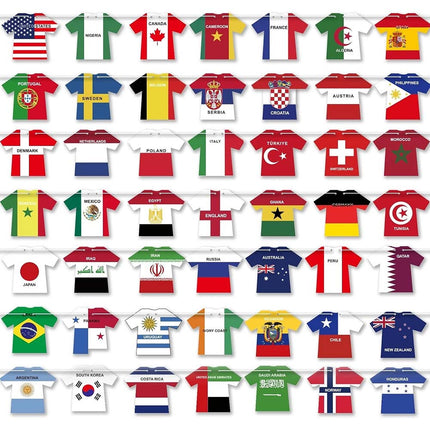 2026 World Cup Football Bunting Banner 49pcs Jersey Shape Flags