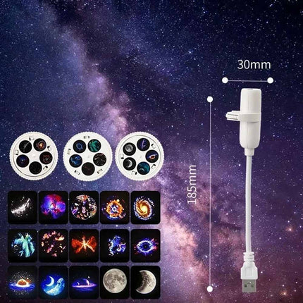 Galaxy Projector Night Light 3 Films 15 Pictures USB 360° Projection Lamp