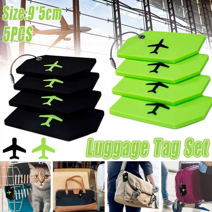 5PCS Silicone Travel Luggage Tags Suitcase ID Address Name Label