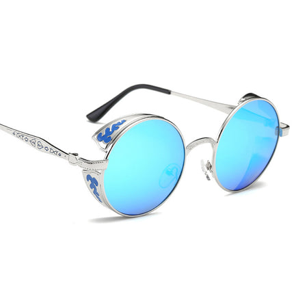 Steampunk Polarized Sunglasses UV400 Retro Round Driving Glasses for Men Women