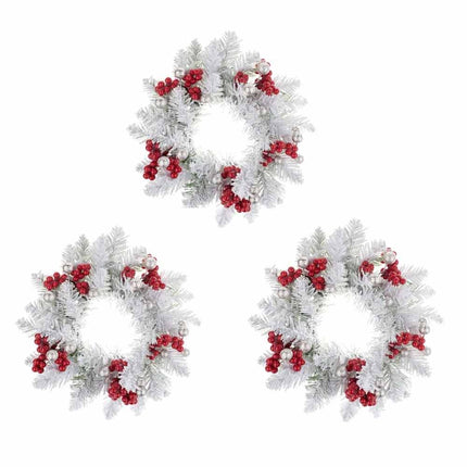 Christmas Snowy Red Berry Wreath Candle Ring Table Centrepiece
