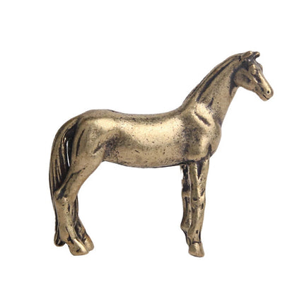 Solid Brass Horse Steed Statue Year of Horse Figurine Tea Pet Home Decor