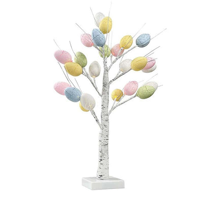 Pre-Lit Birch Twig Tree with 24 LED Eggs, Easter Party Decoration