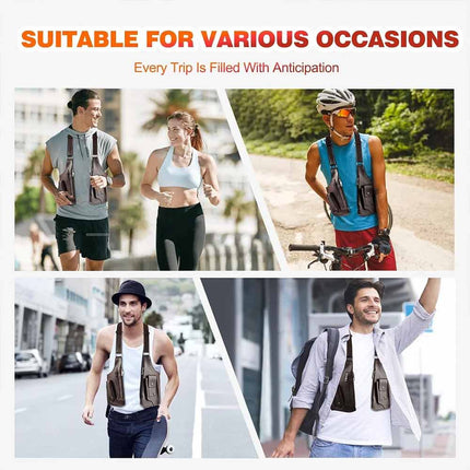 Adjustable Anti-Theft Underarm Shoulder Bag PU Leather Wallet Holster - Brown